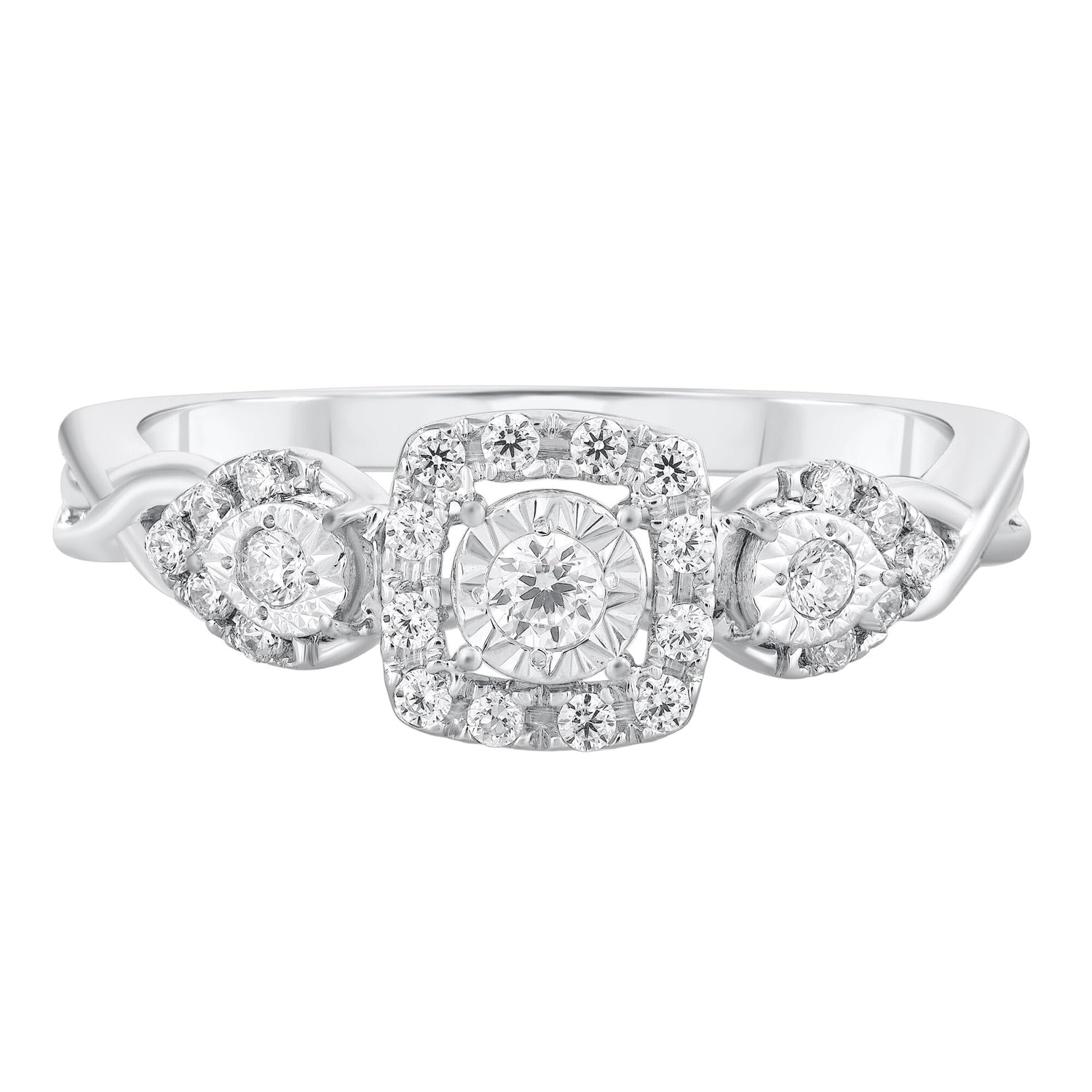 Three-Stone Diamond Engagement Ring in 10K White Gold (1/4 ct. tw.)