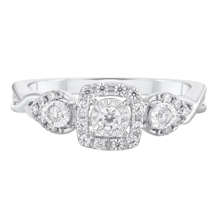 Three-Stone Diamond Engagement Ring in 10K White Gold (1/4 ct. tw.)