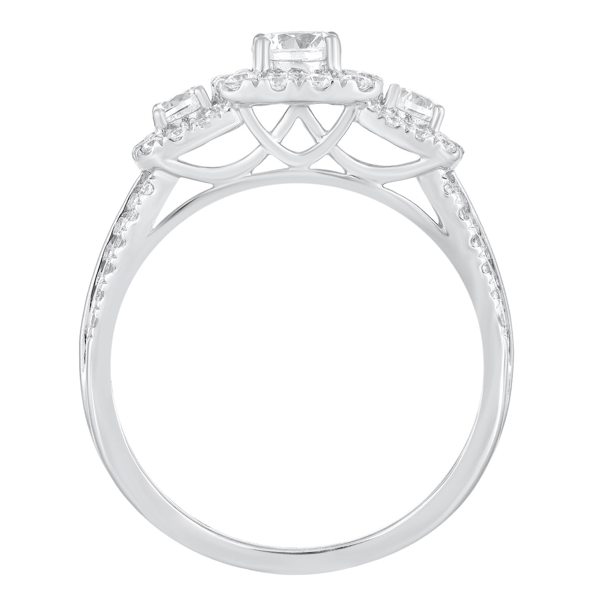Three-Stone Diamond Engagement Ring in 14K White Gold (1 ct. tw.)