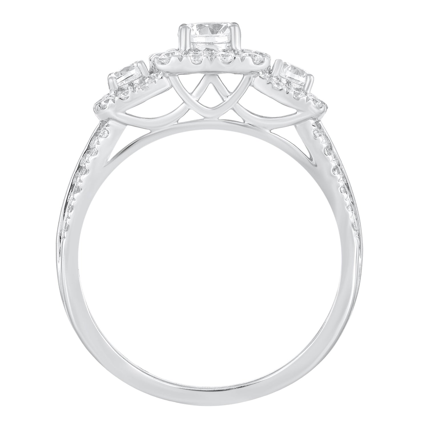 Three-Stone Diamond Engagement Ring in 14K White Gold (1 ct. tw.)