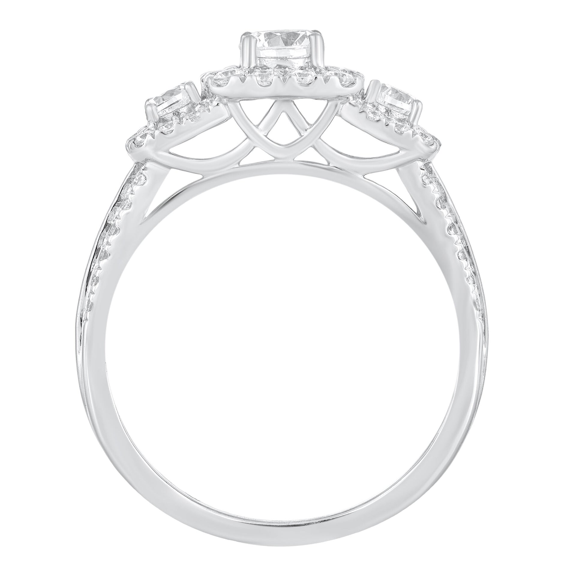 Three-Stone Diamond Engagement Ring in 14K White Gold (1 ct. tw.)
