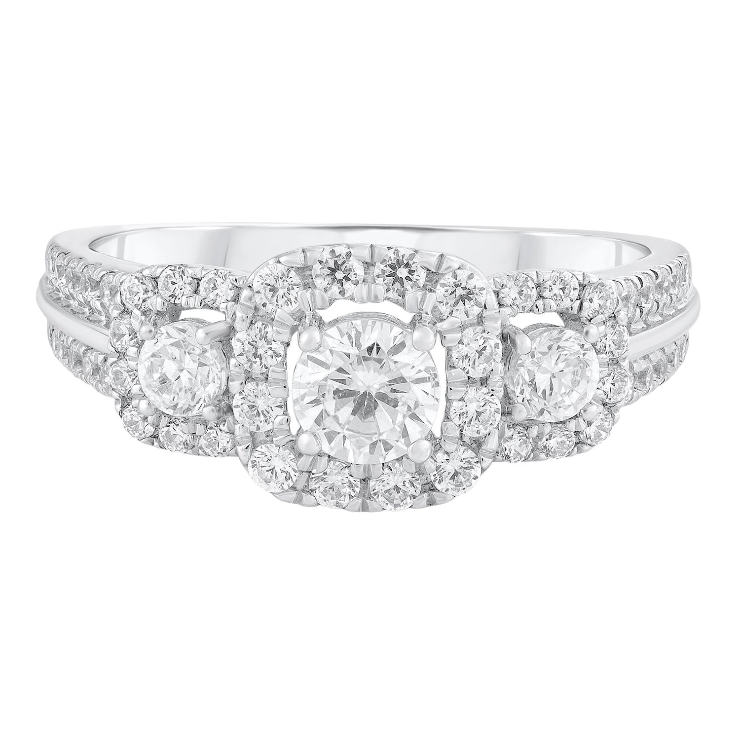 Three-Stone Diamond Engagement Ring in 14K White Gold (1 ct. tw.)