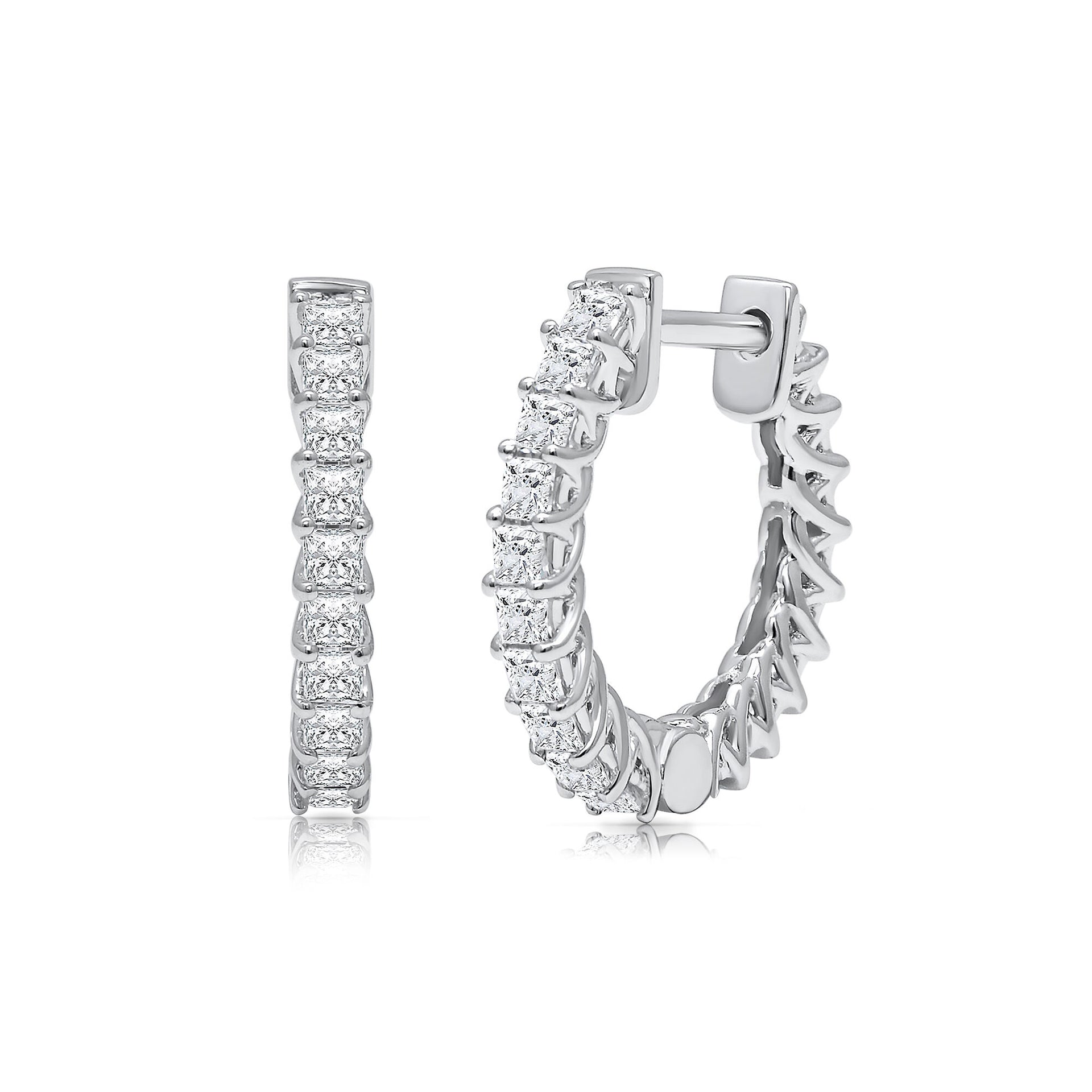 Diamond Hoop Earrings in 14K White Gold (1/2 ct. tw.)