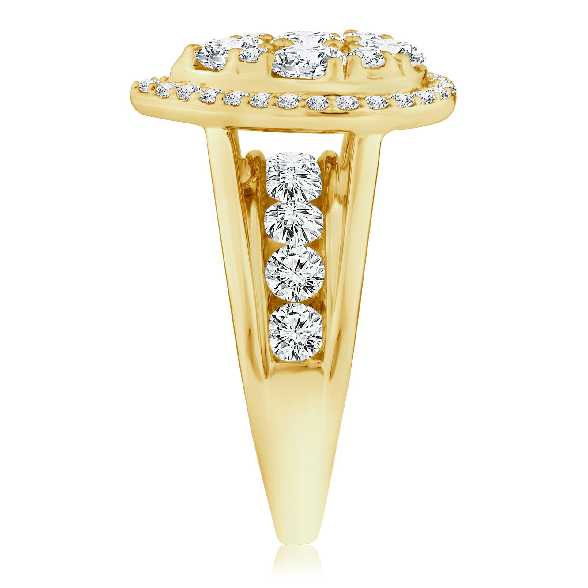 Lab Grown Diamond Composite Pear-Shaped Engagement Ring in 10K Yellow Gold (3 ct. tw.)