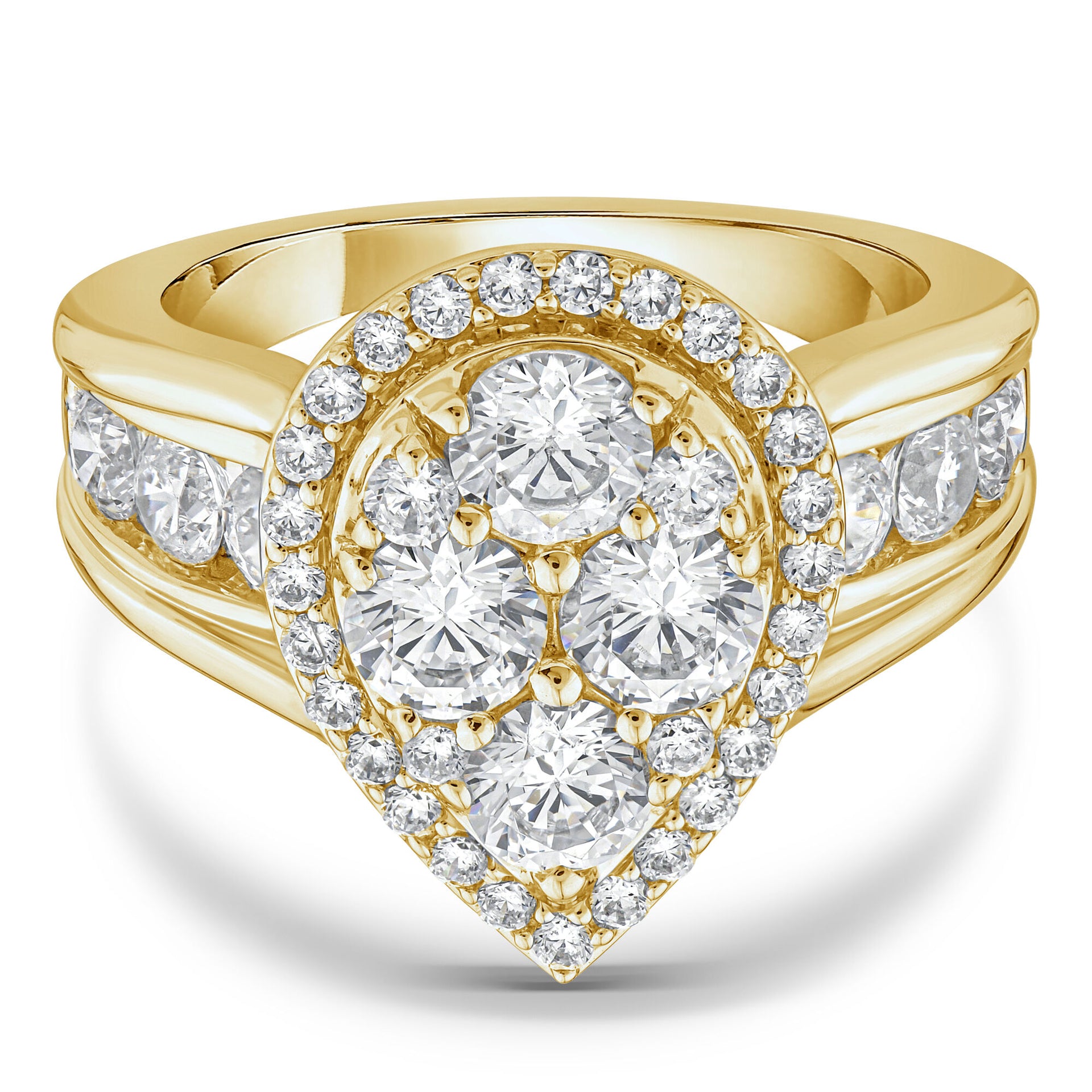 Lab Grown Diamond Composite Pear-Shaped Engagement Ring in 10K Yellow Gold (3 ct. tw.)