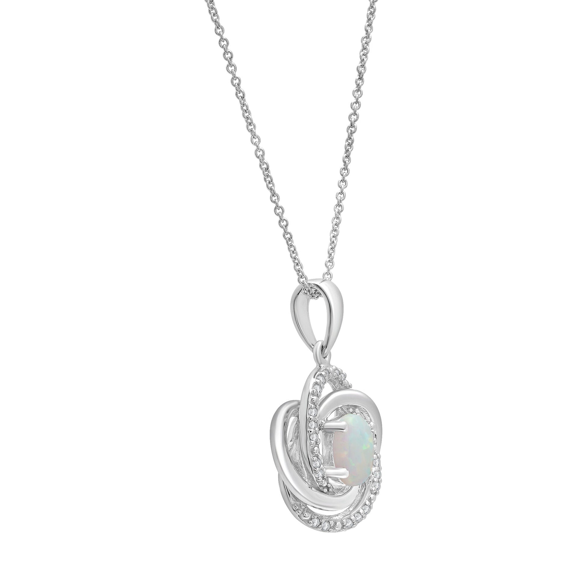Lab-Created Opal Pendant with Diamond Accents in Sterling Silver