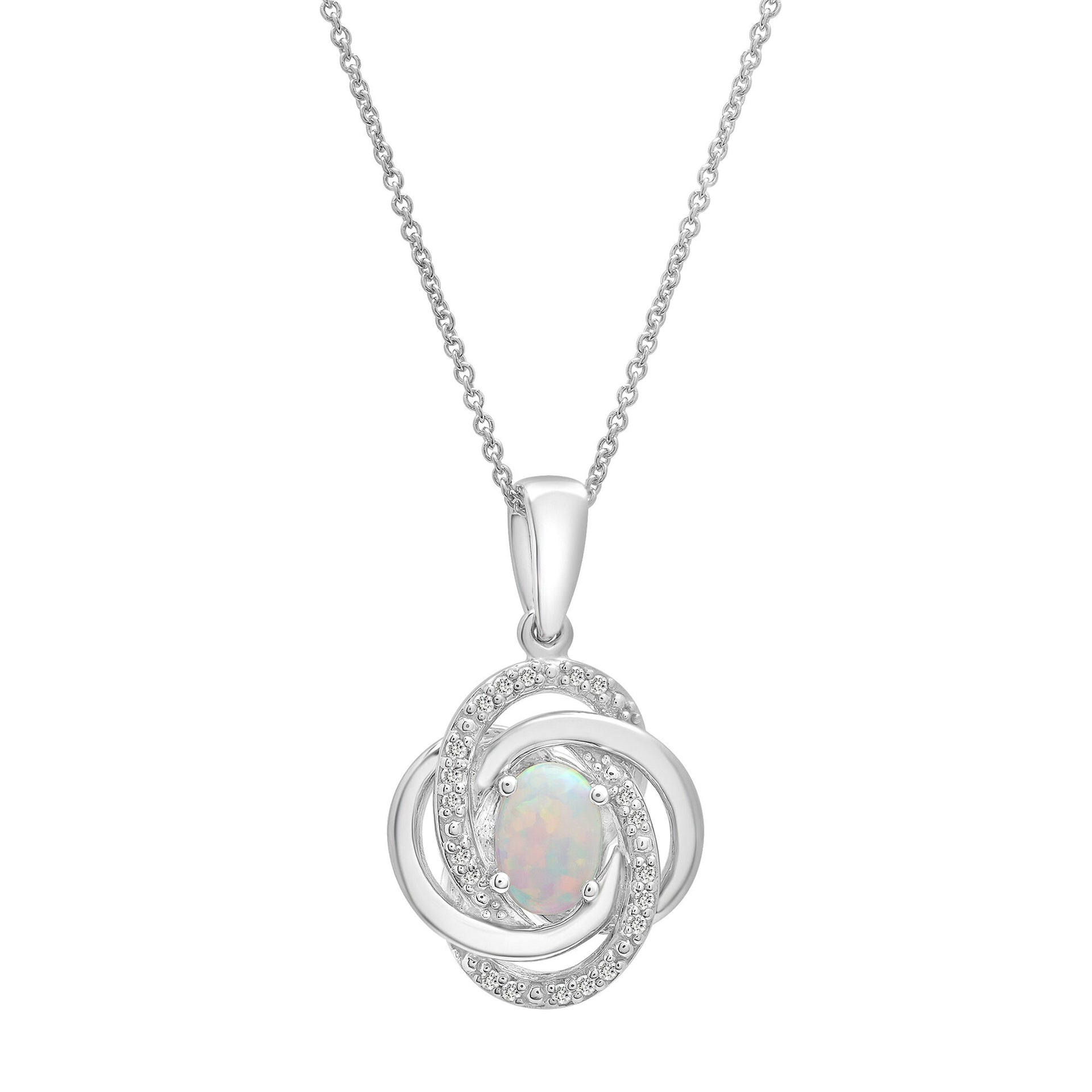 Lab-Created Opal Pendant with Diamond Accents in Sterling Silver
