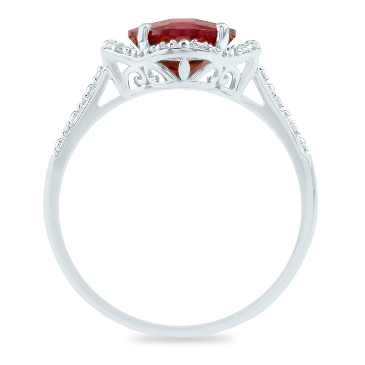Checkerboard-Cut Garnet Ring in 10K White Gold (1/10 ct. tw.)