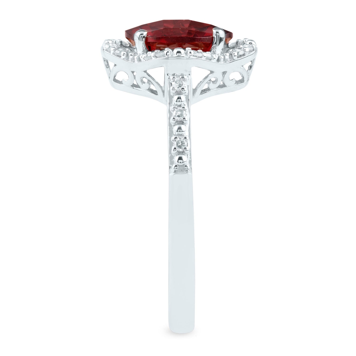 Checkerboard-Cut Garnet Ring in 10K White Gold (1/10 ct. tw.)