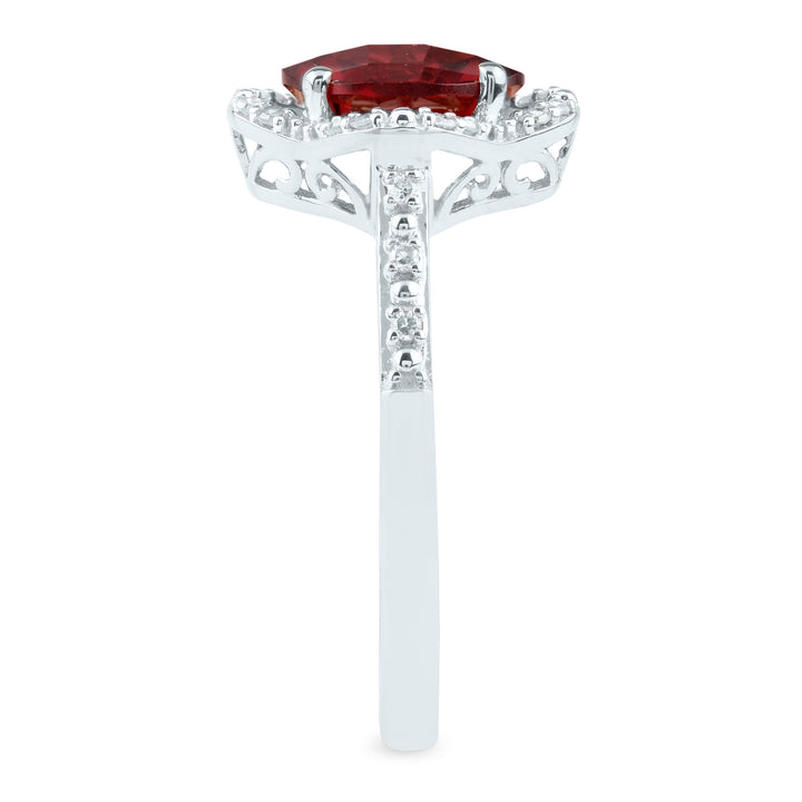 Checkerboard-Cut Garnet Ring in 10K White Gold (1/10 ct. tw.)