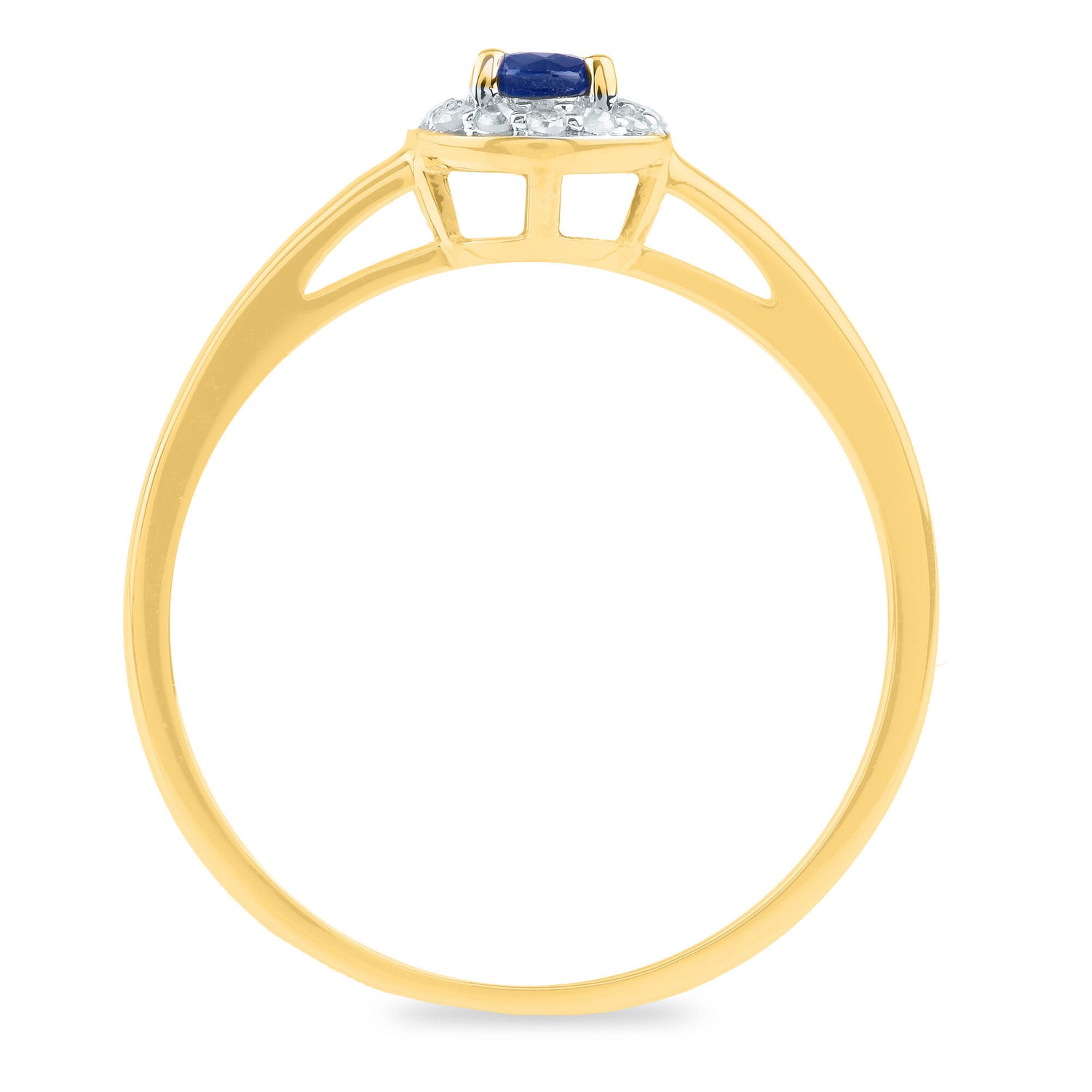 Blue Sapphire and Diamond Accent Ring in 14K Yellow Gold