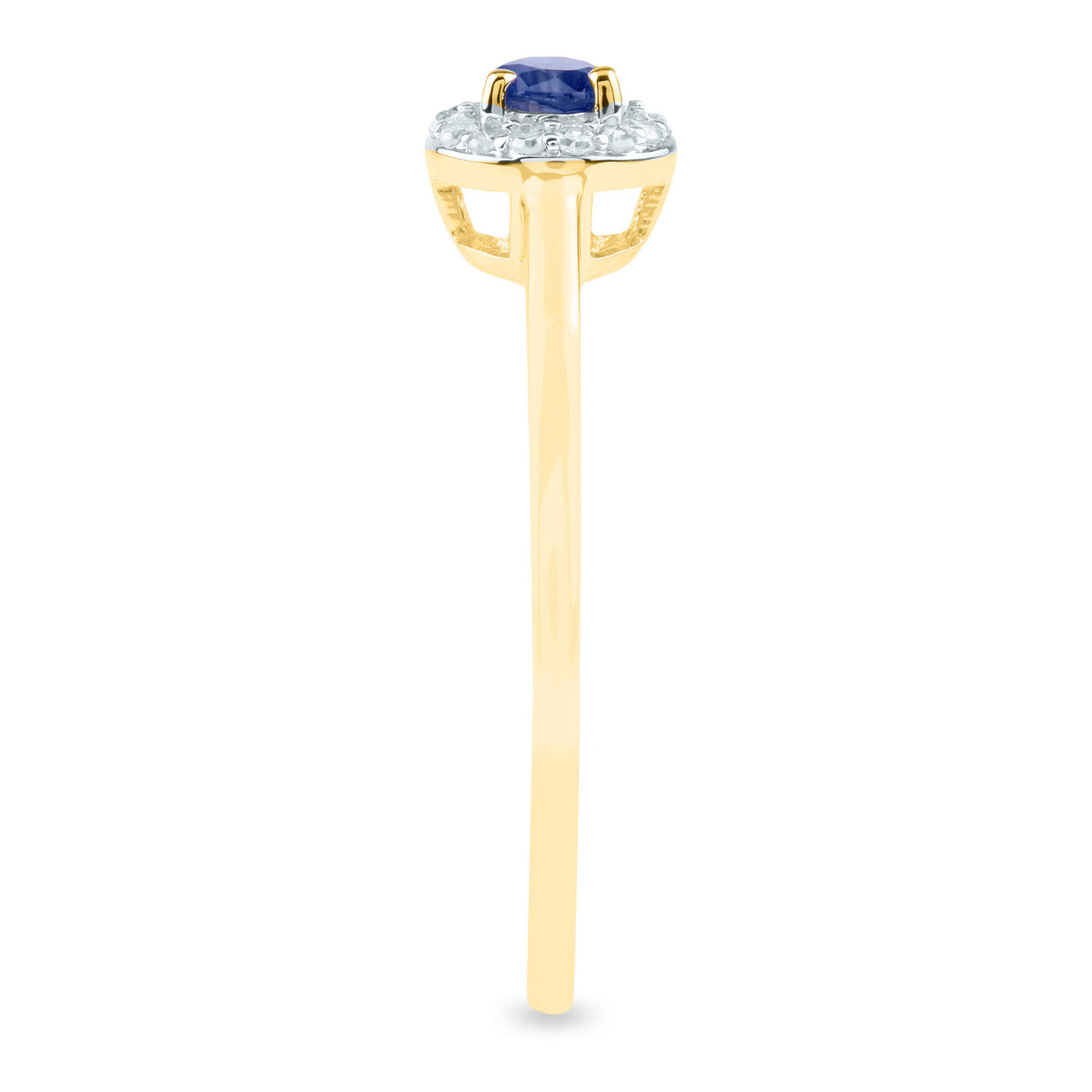 Blue Sapphire and Diamond Accent Ring in 14K Yellow Gold