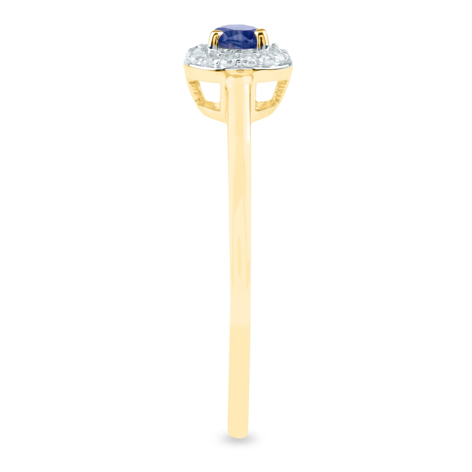 Blue Sapphire and Diamond Accent Ring in 14K Yellow Gold