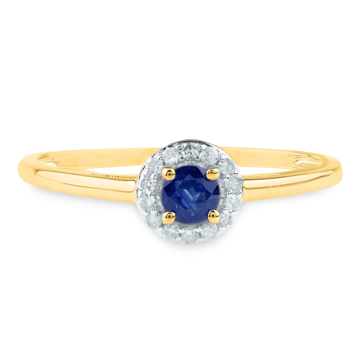 Blue Sapphire and Diamond Accent Ring in 14K Yellow Gold