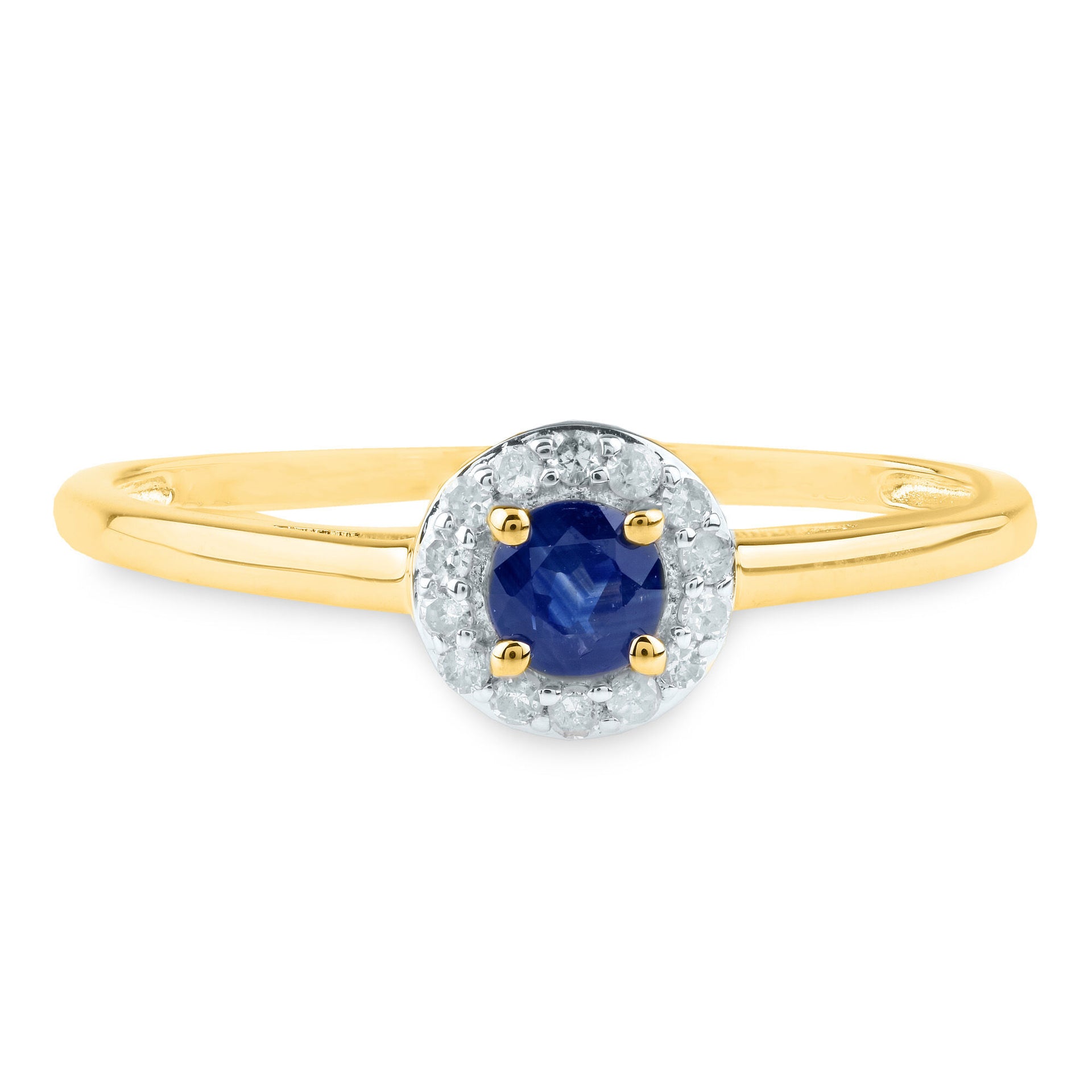 Blue Sapphire and Diamond Accent Ring in 14K Yellow Gold