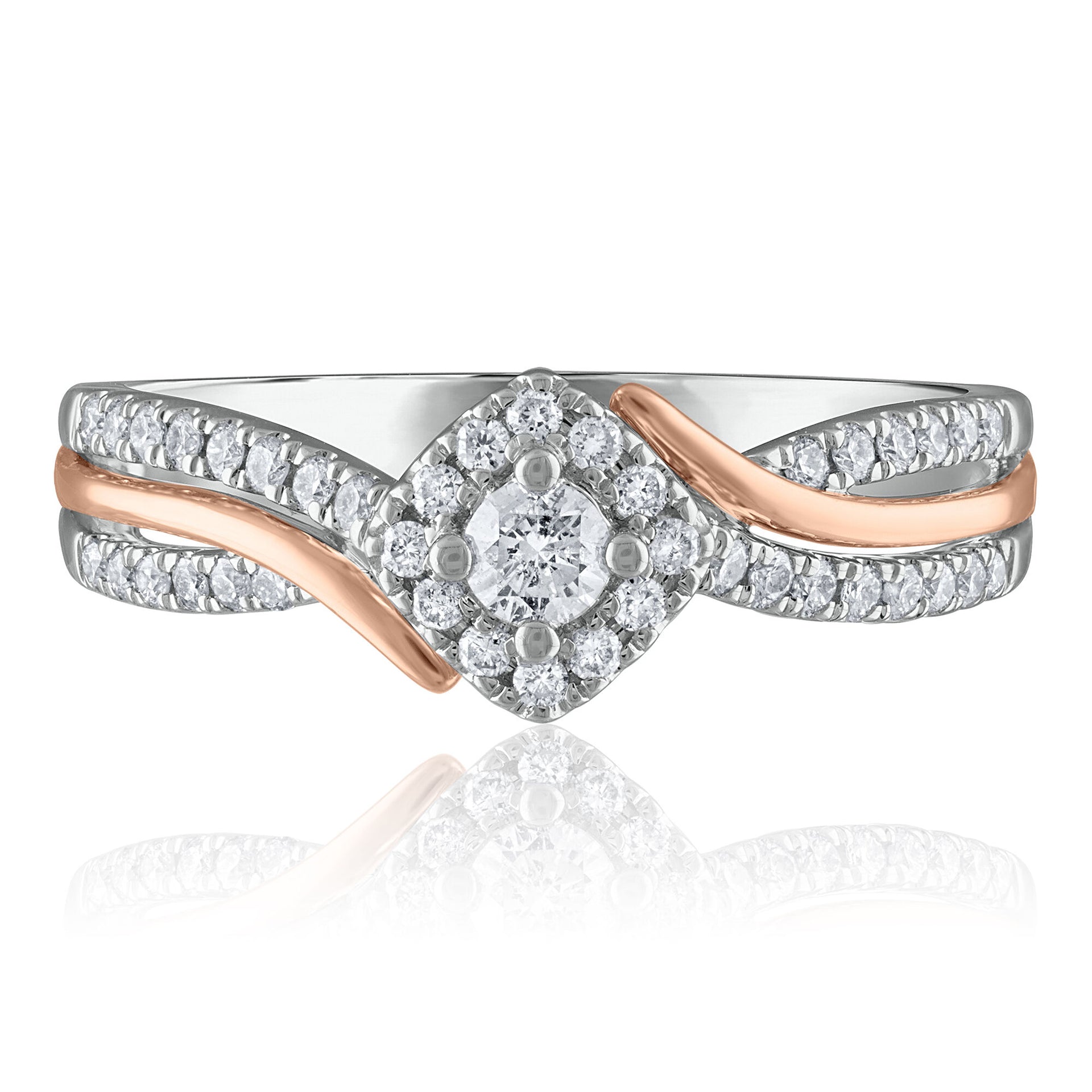 Diamond Promise Ring in 14K White Gold and 14K Rose Gold (1/3 ct. tw.)