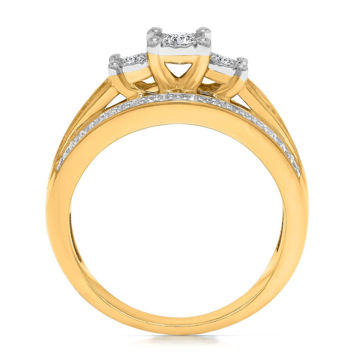 Three-Stone Diamond Engagement Ring in 10K Yellow Gold (1/2 ct. tw.)
