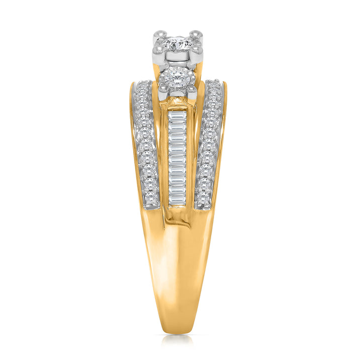 Three-Stone Diamond Engagement Ring in 10K Yellow Gold (1/2 ct. tw.)