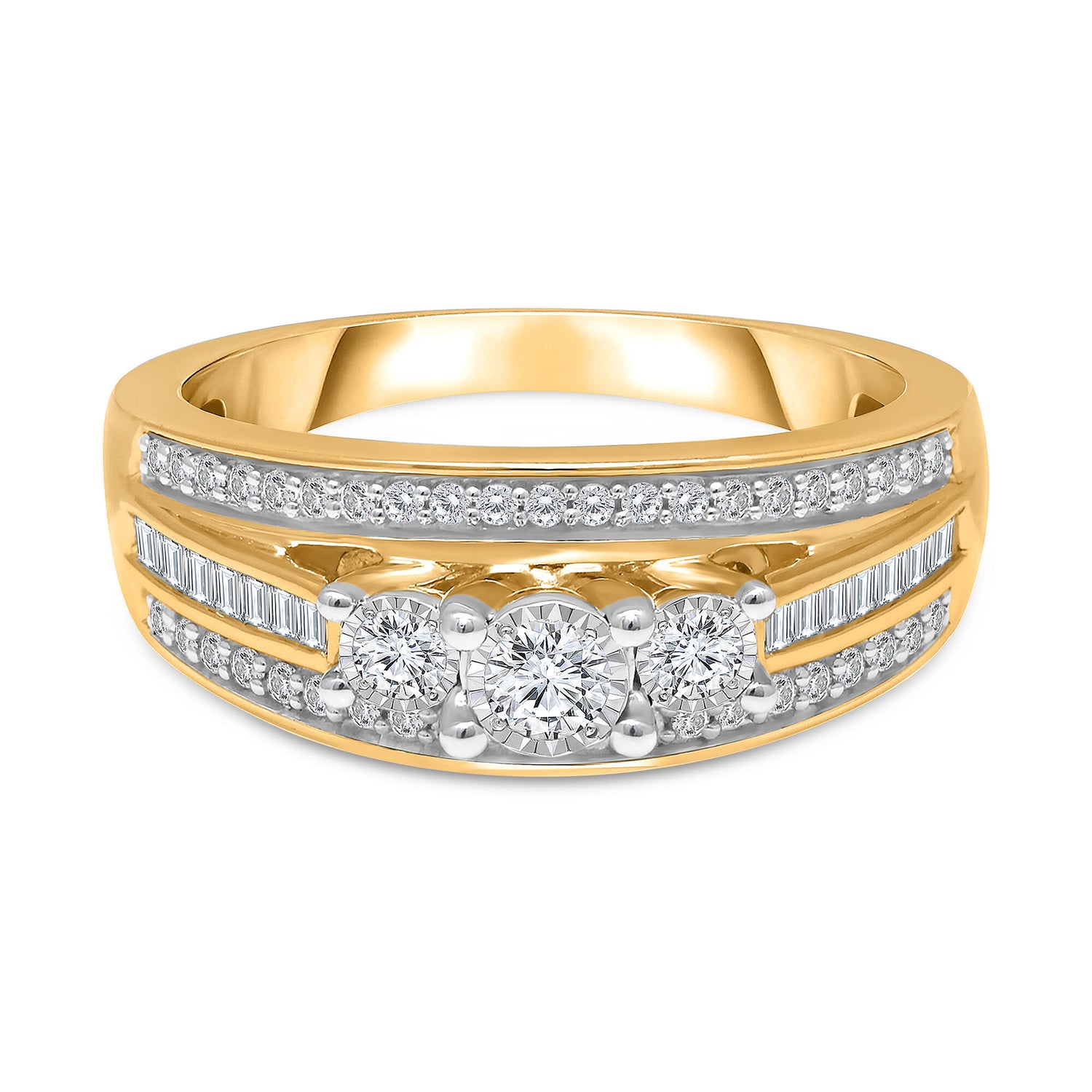 Three-Stone Diamond Engagement Ring in 10K Yellow Gold (1/2 ct. tw.)