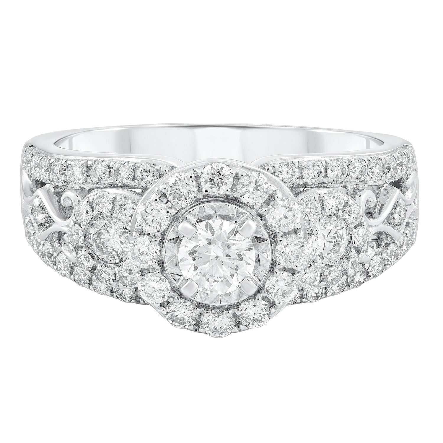 Three-Stone Diamond Engagement Ring in 14K White Gold (1 ct. tw.)