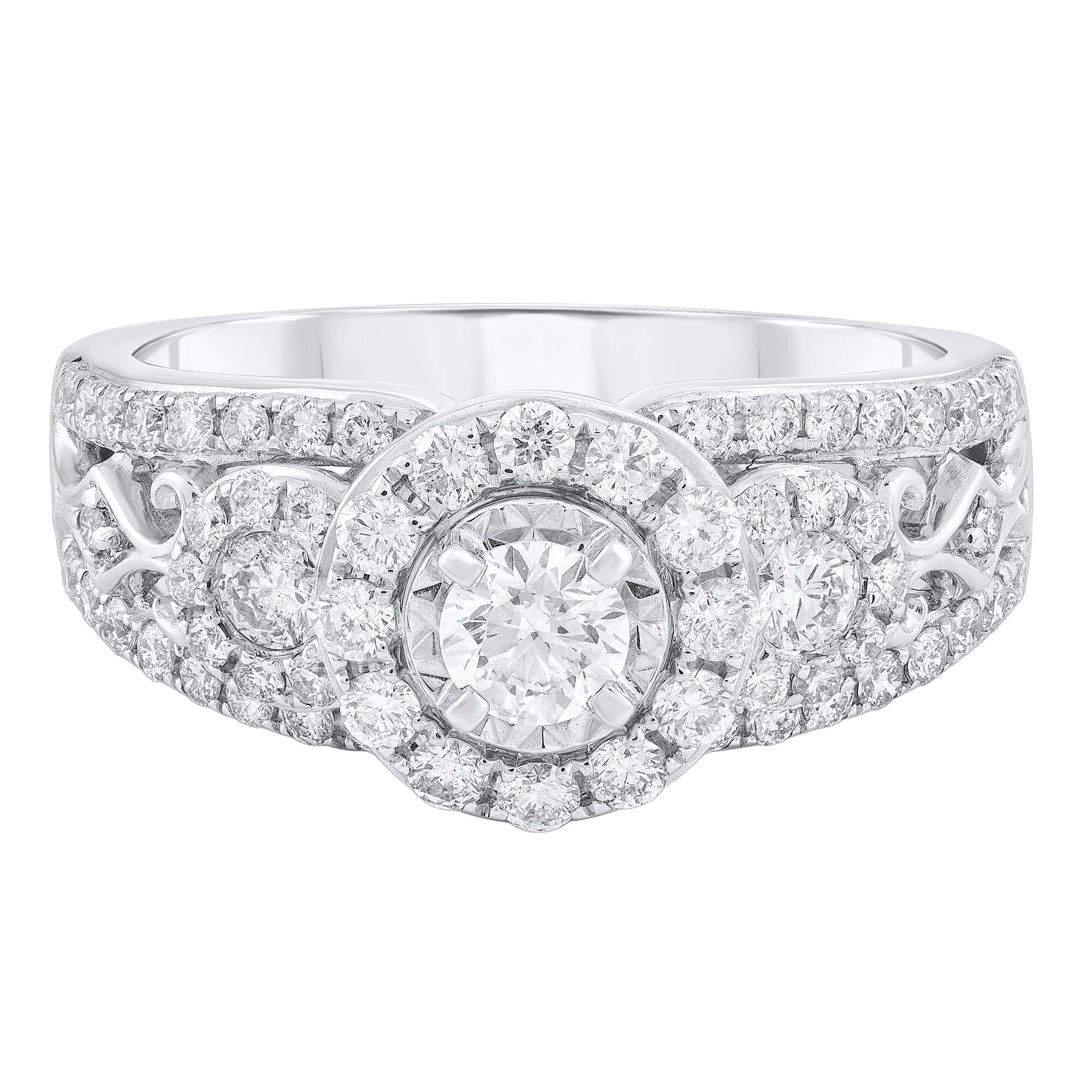 Three-Stone Diamond Engagement Ring in 14K White Gold (1 ct. tw.)