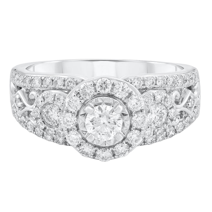 Three-Stone Diamond Engagement Ring in 14K White Gold (1 ct. tw.)