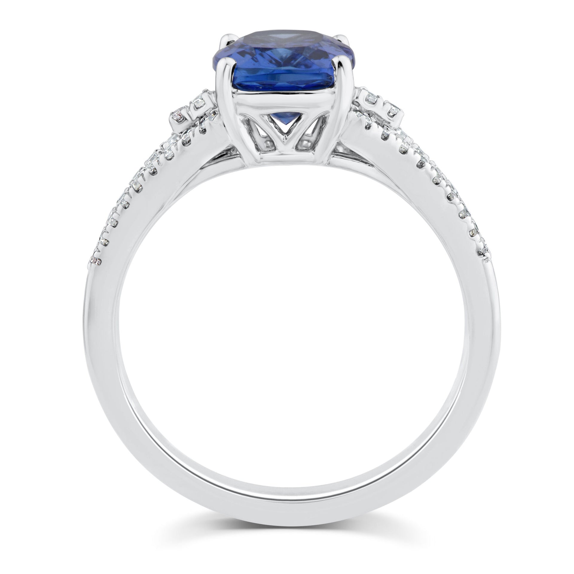 Blue Tanzanite and Diamond Ring in 10K White Gold (1/5 ct. tw.)