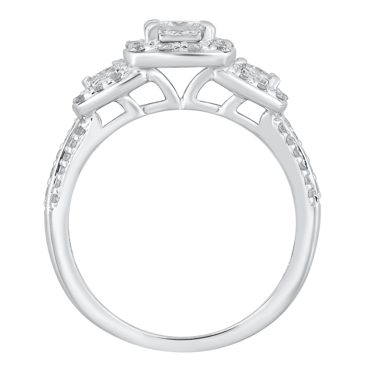 Three-Stone Diamond Engagement Ring in 14K White Gold (1 ct. tw.)