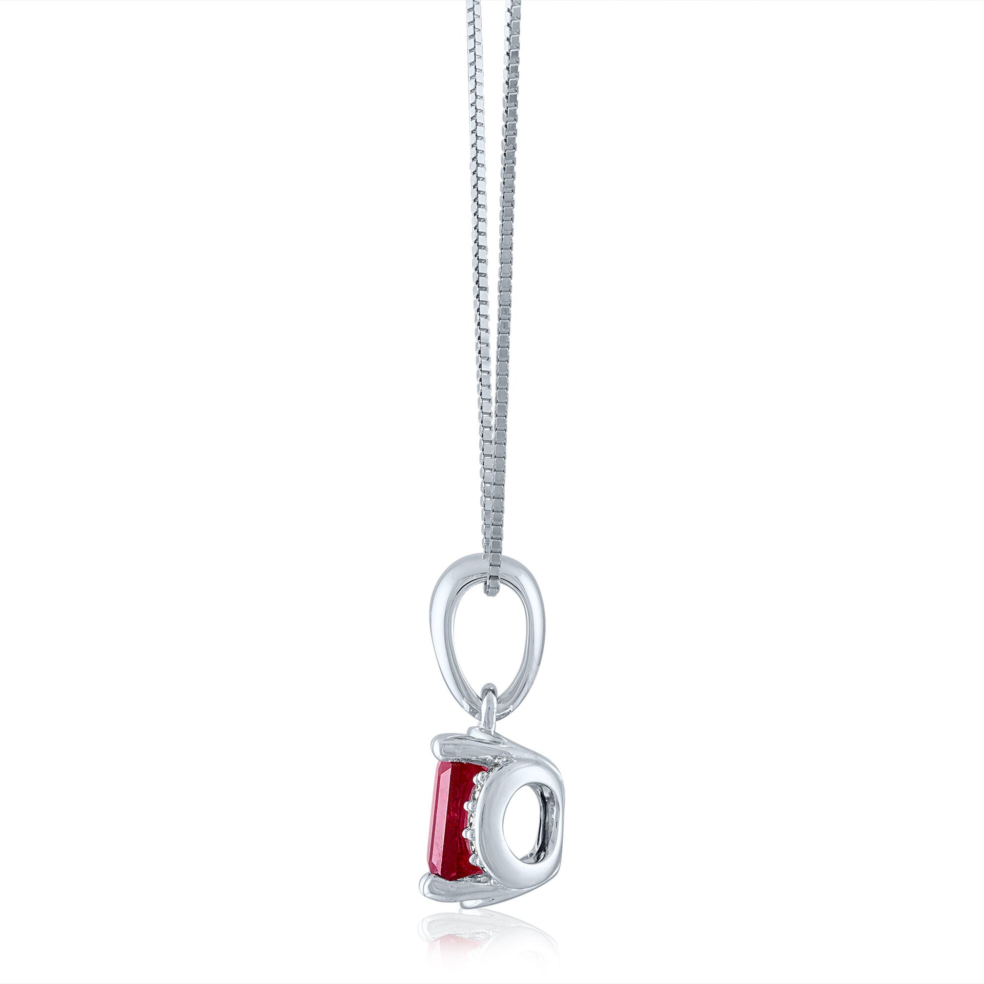 Ruby and Diamond Accent Pendant in 14K White Gold