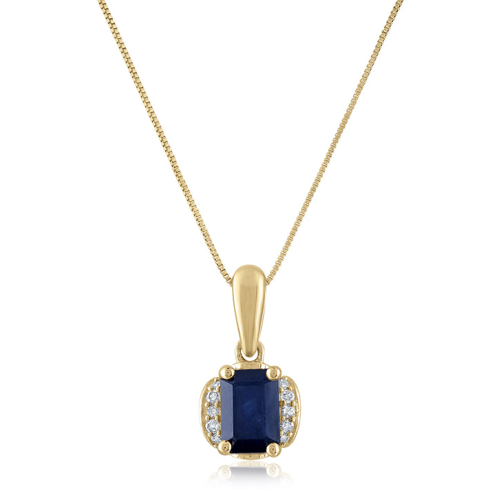 Blue Sapphire and Diamond Accent Pendant in 14K Yellow Gold