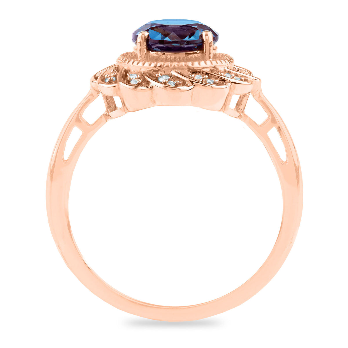 Lab-Created Alexandrite Ring with Diamond Accents in 10K Rose Gold