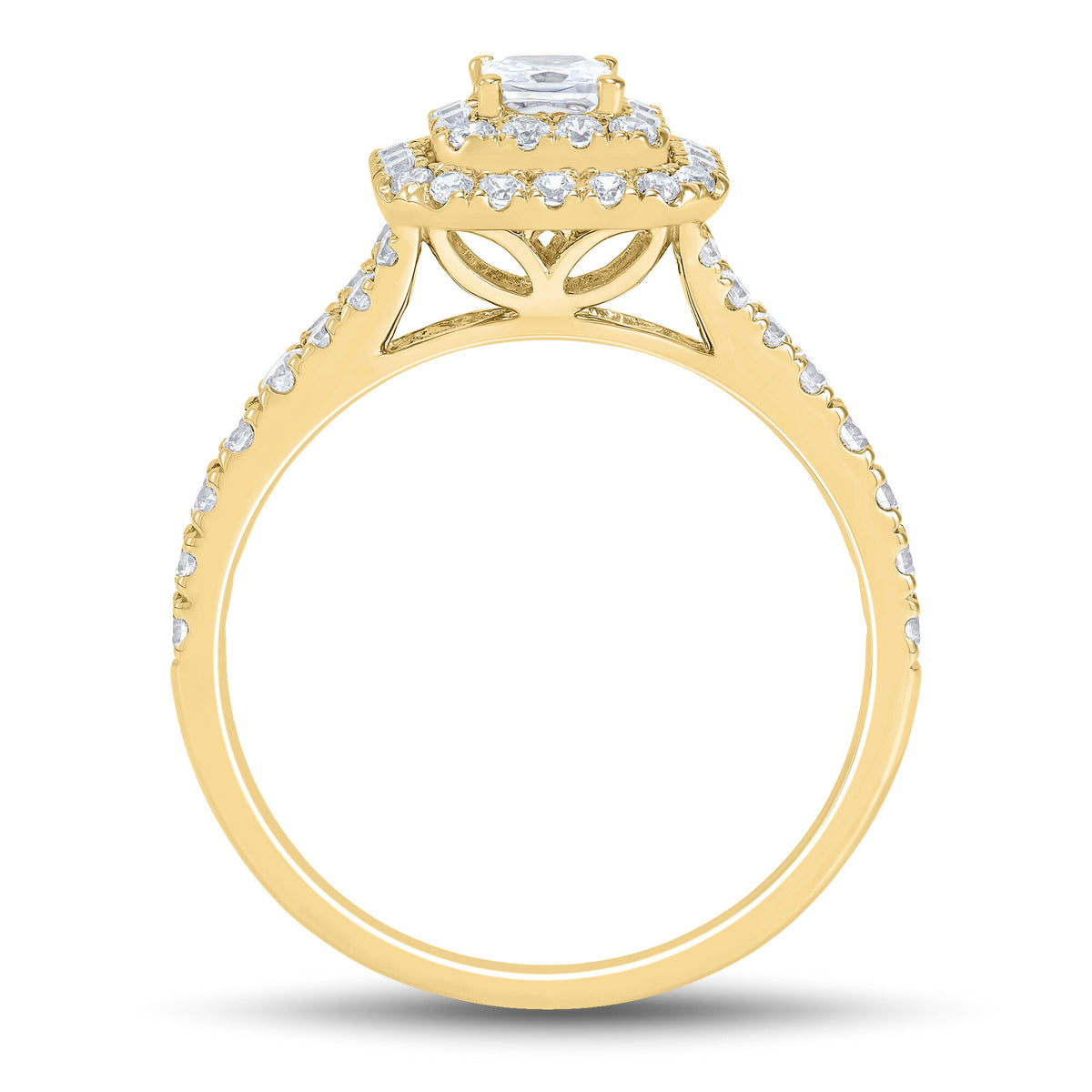 Princess-Cut Double Halo Engagement Ring in 14K Yellow Gold (3/4 ct. tw.)
