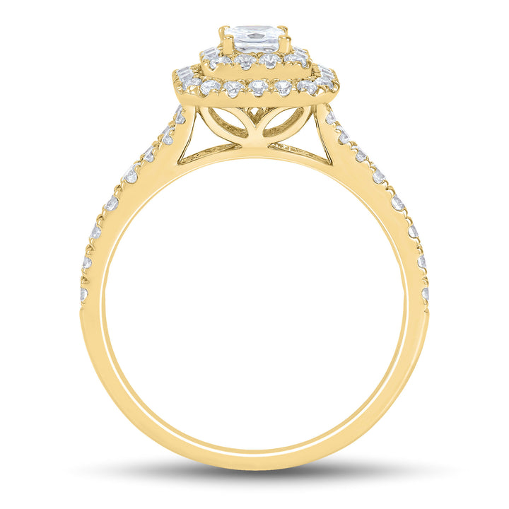 Princess-Cut Double Halo Engagement Ring in 14K Yellow Gold (3/4 ct. tw.)
