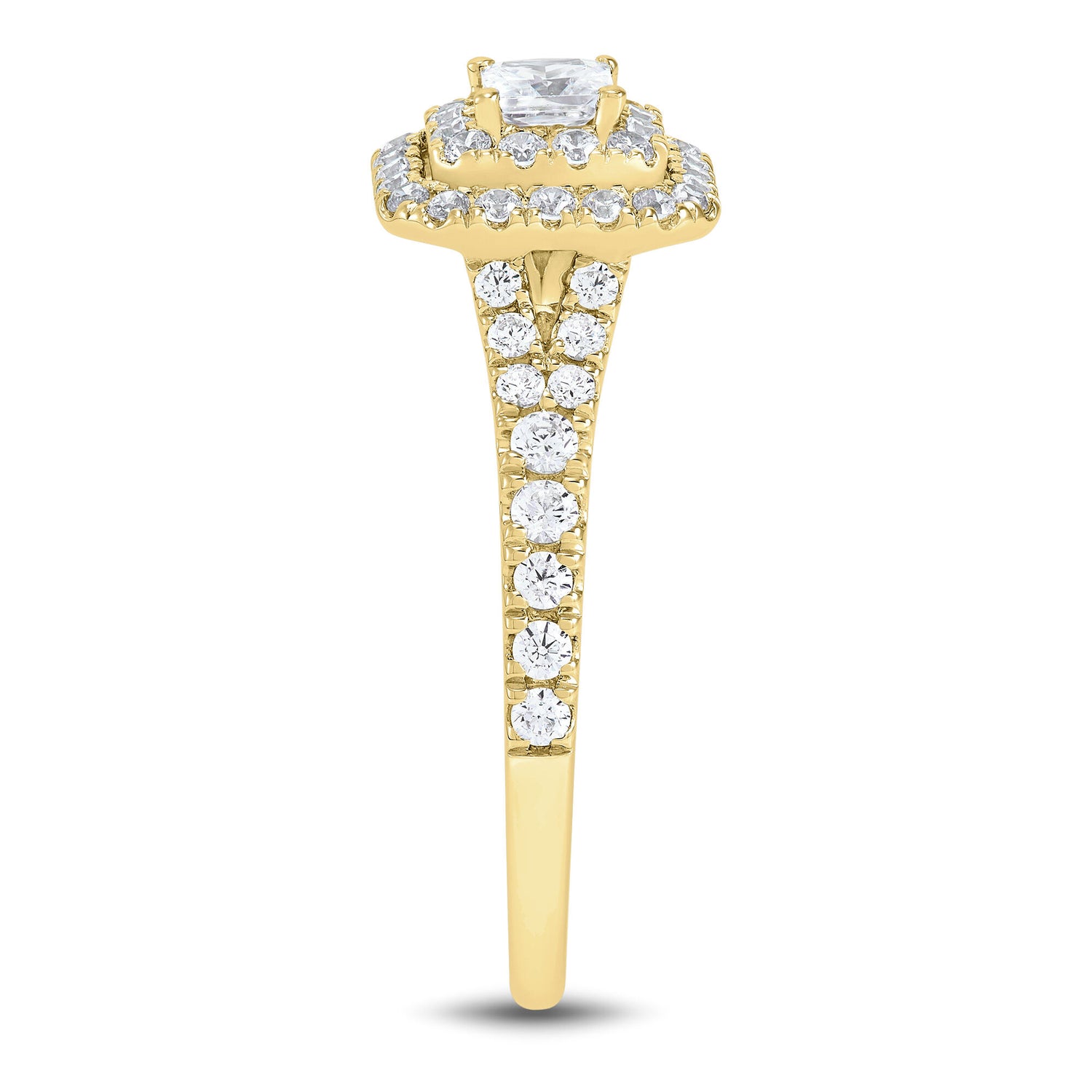 Princess-Cut Double Halo Engagement Ring in 14K Yellow Gold (3/4 ct. tw.)