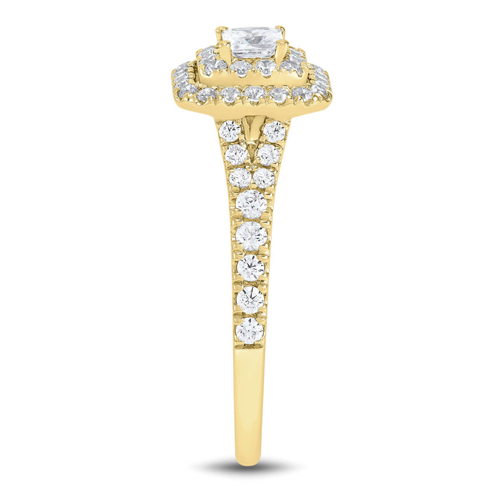 Princess-Cut Double Halo Engagement Ring in 14K Yellow Gold (3/4 ct. tw.)