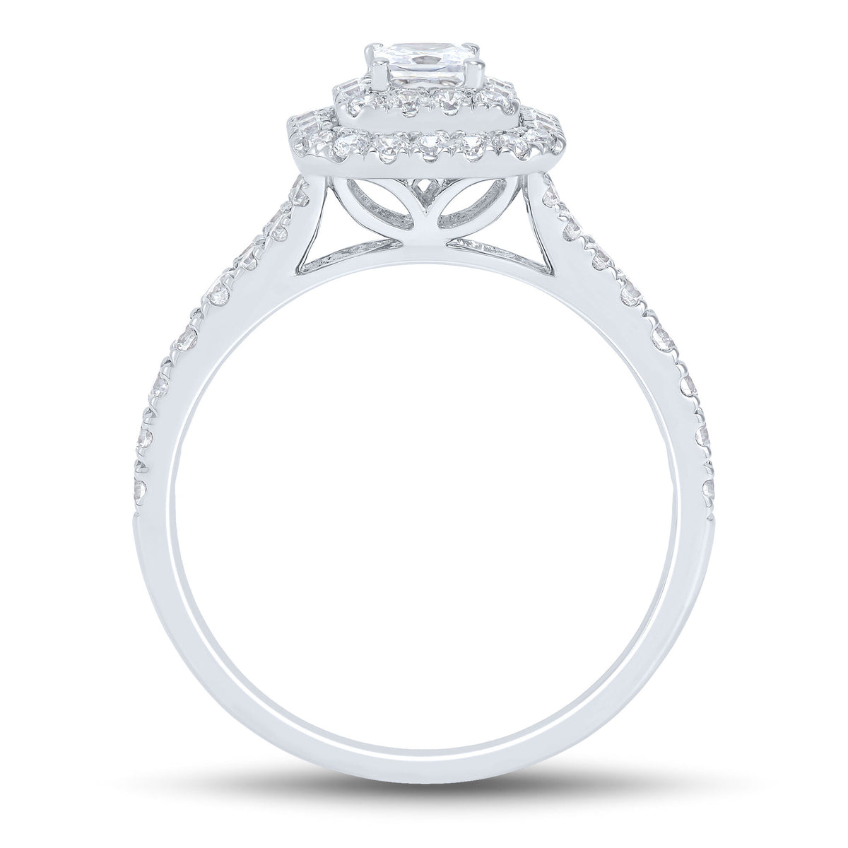 Princess-Cut Double Halo Engagement Ring in 14K White Gold (3/4 ct. tw.)