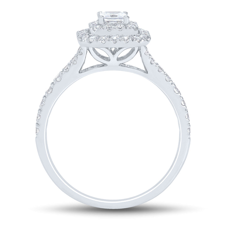 Princess-Cut Double Halo Engagement Ring in 14K White Gold (3/4 ct. tw.)