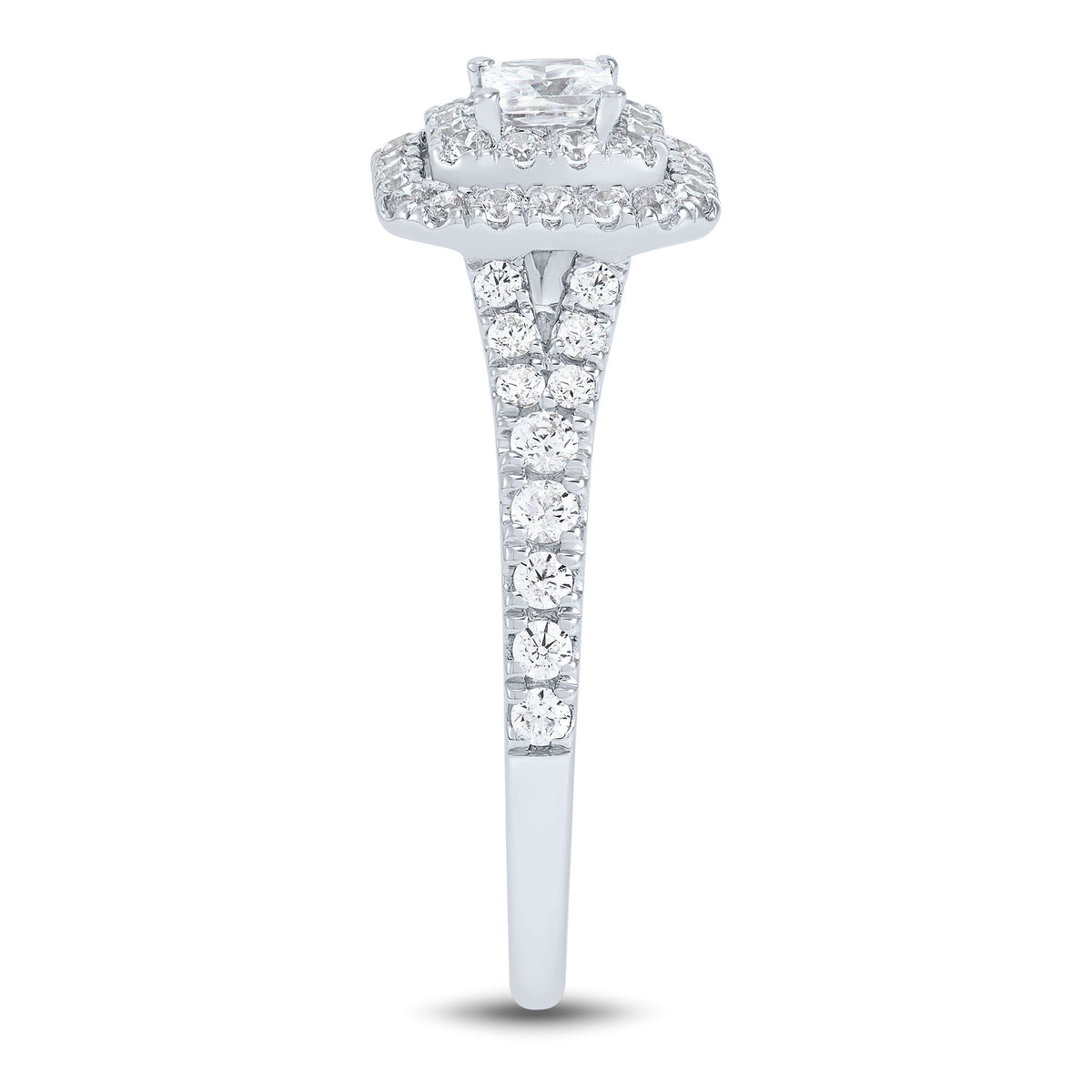 Princess-Cut Double Halo Engagement Ring in 14K White Gold (3/4 ct. tw.)