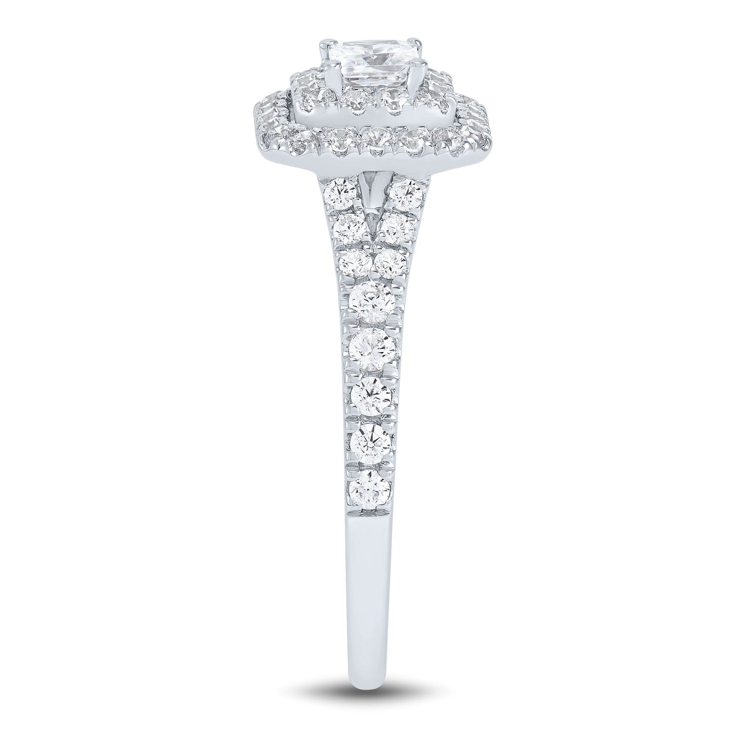 Princess-Cut Double Halo Engagement Ring in 14K White Gold (3/4 ct. tw.)