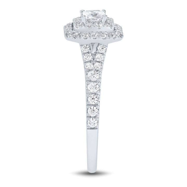 Princess-Cut Double Halo Engagement Ring in 14K White Gold (3/4 ct. tw.)