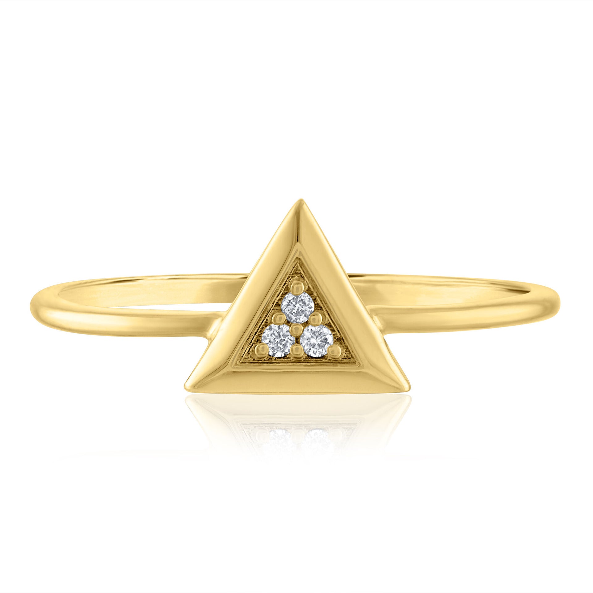 Diamond Accent Triangle Ring in 14K Yellow Gold