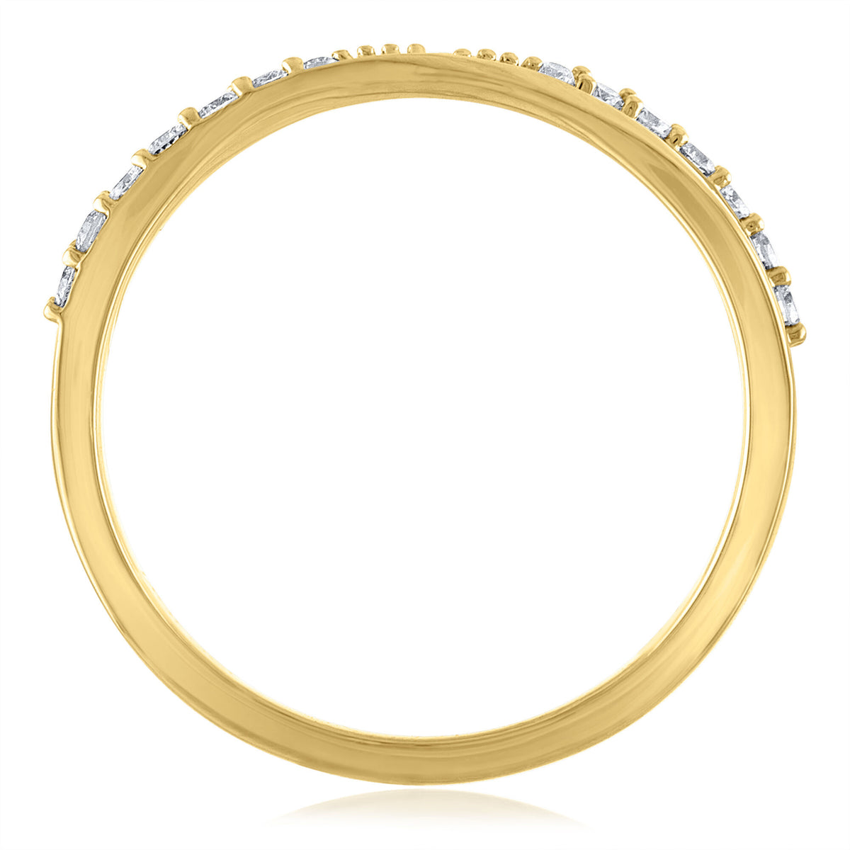Diamond Crossover Band in 14K Yellow Gold (1/7 ct. tw.)