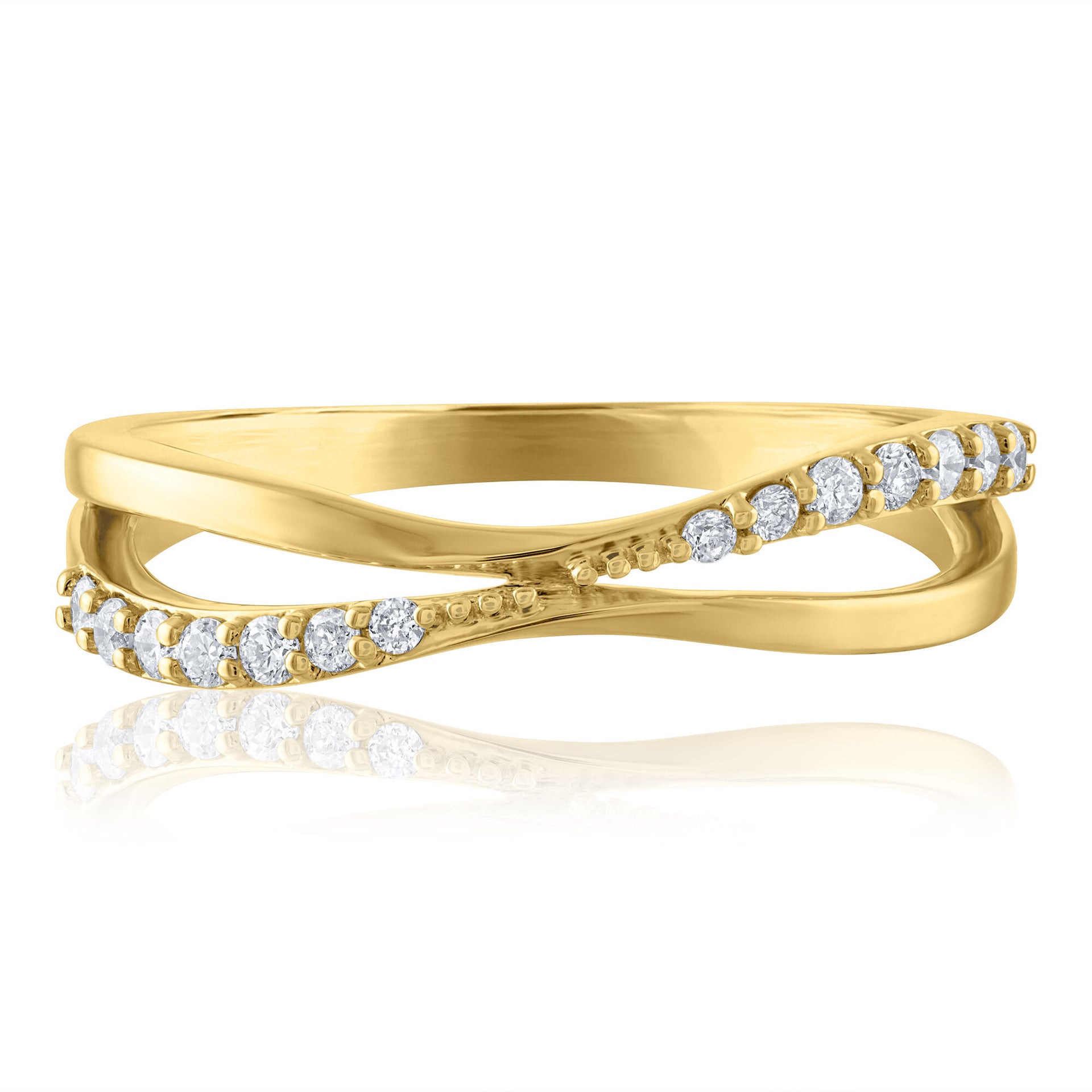 Diamond Crossover Band in 14K Yellow Gold (1/7 ct. tw.)