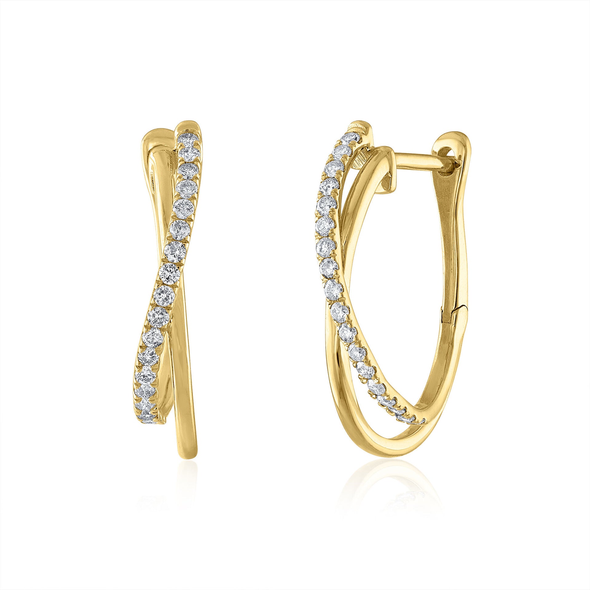 Diamond Hoop Earrings in 14K Yellow Gold (1/5 ct.tw.)