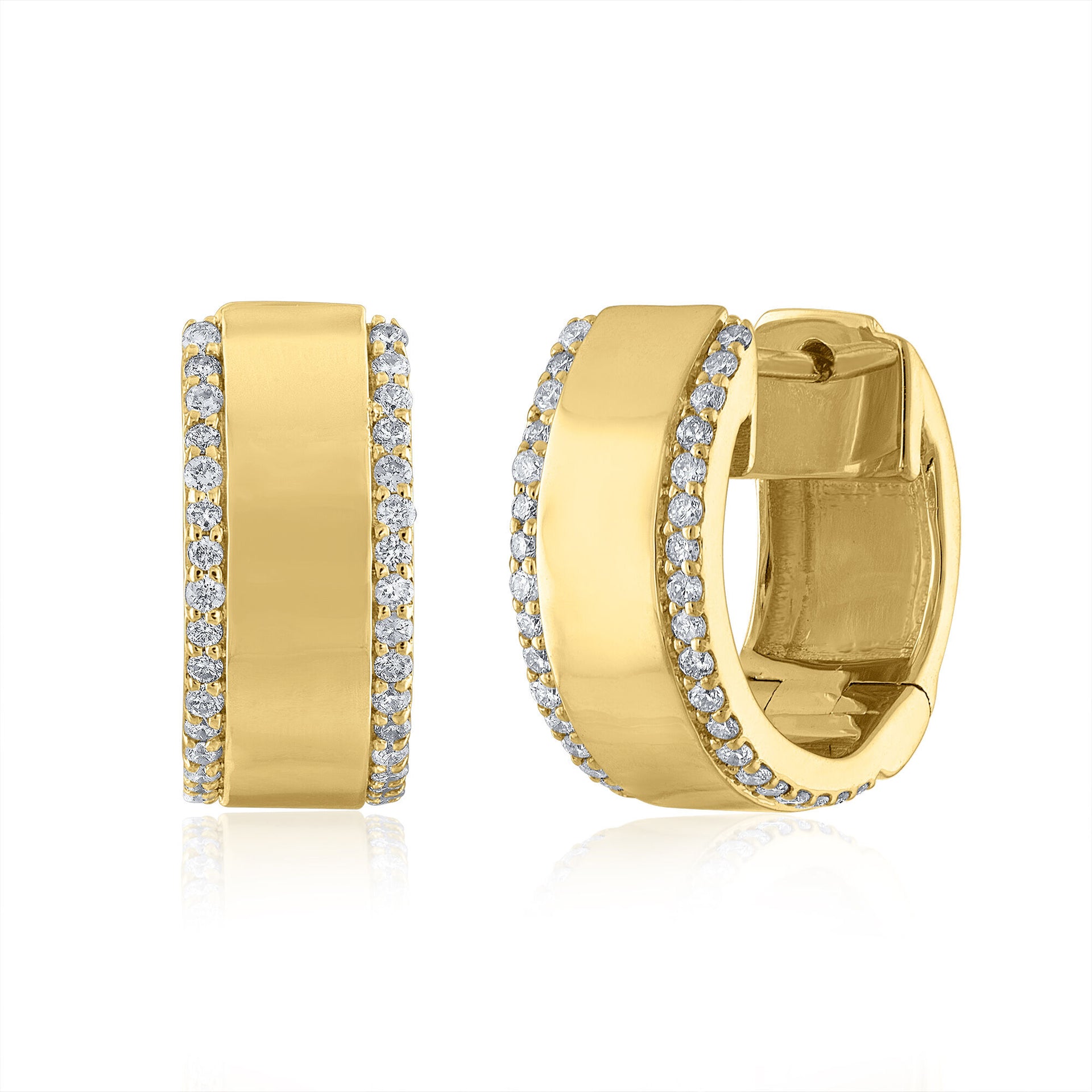Diamond Hoop Earrings in 14K Yellow Gold (1/7 ct. tw.)