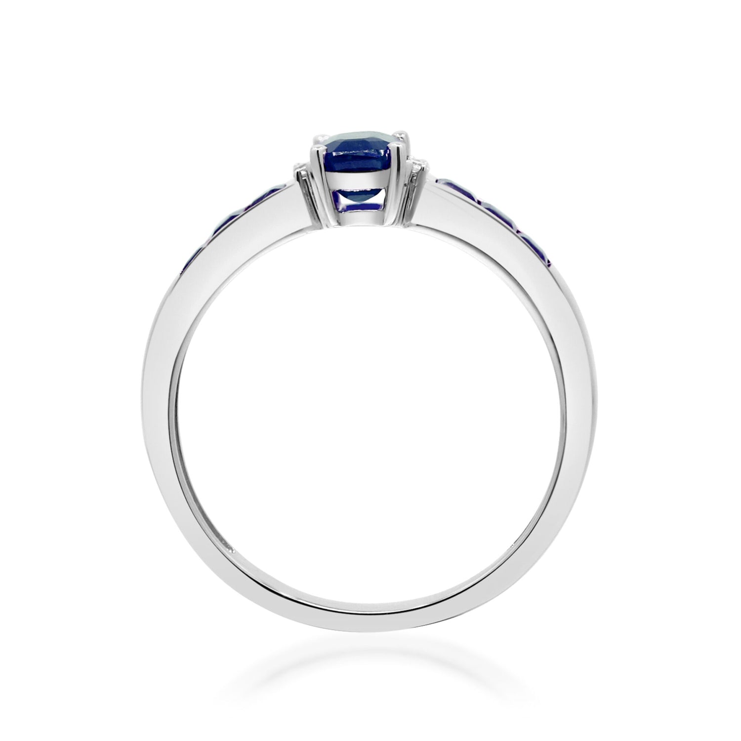 Blue Sapphire & Diamond Accent Ring in 10K White Gold