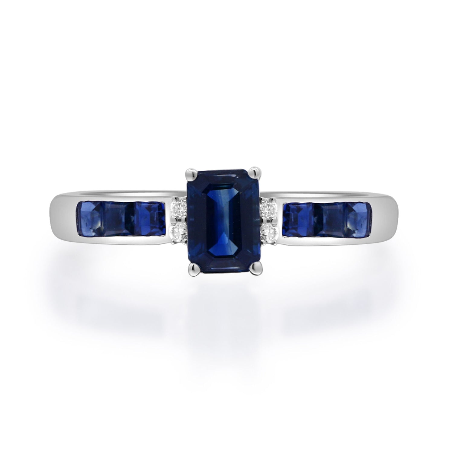 Blue Sapphire & Diamond Accent Ring in 10K White Gold