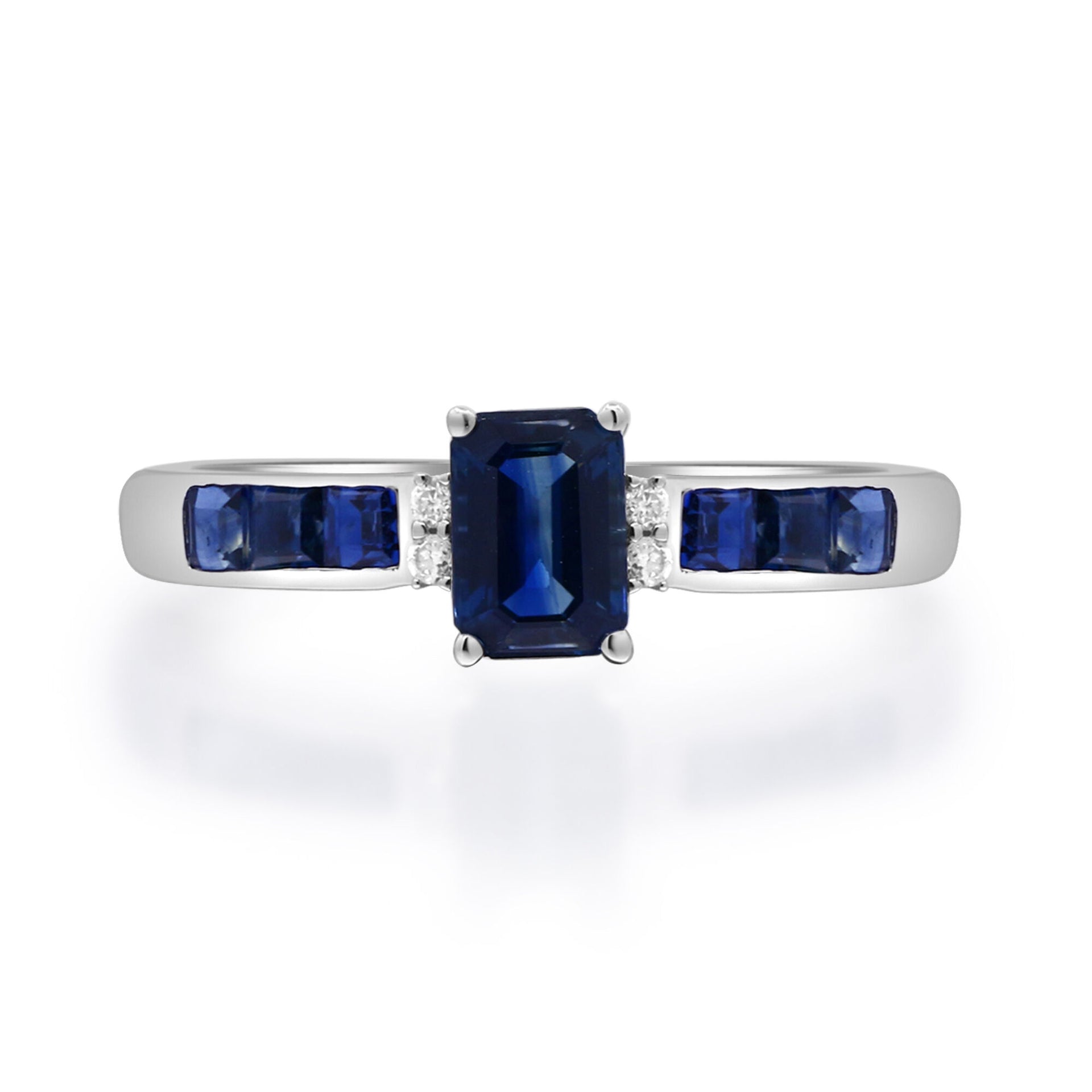 Blue Sapphire & Diamond Accent Ring in 10K White Gold