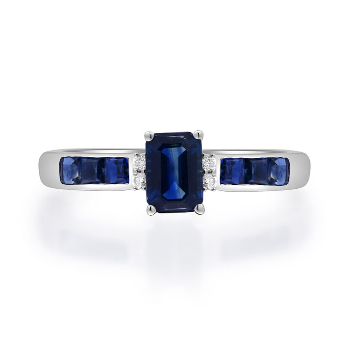 Blue Sapphire & Diamond Accent Ring in 10K White Gold