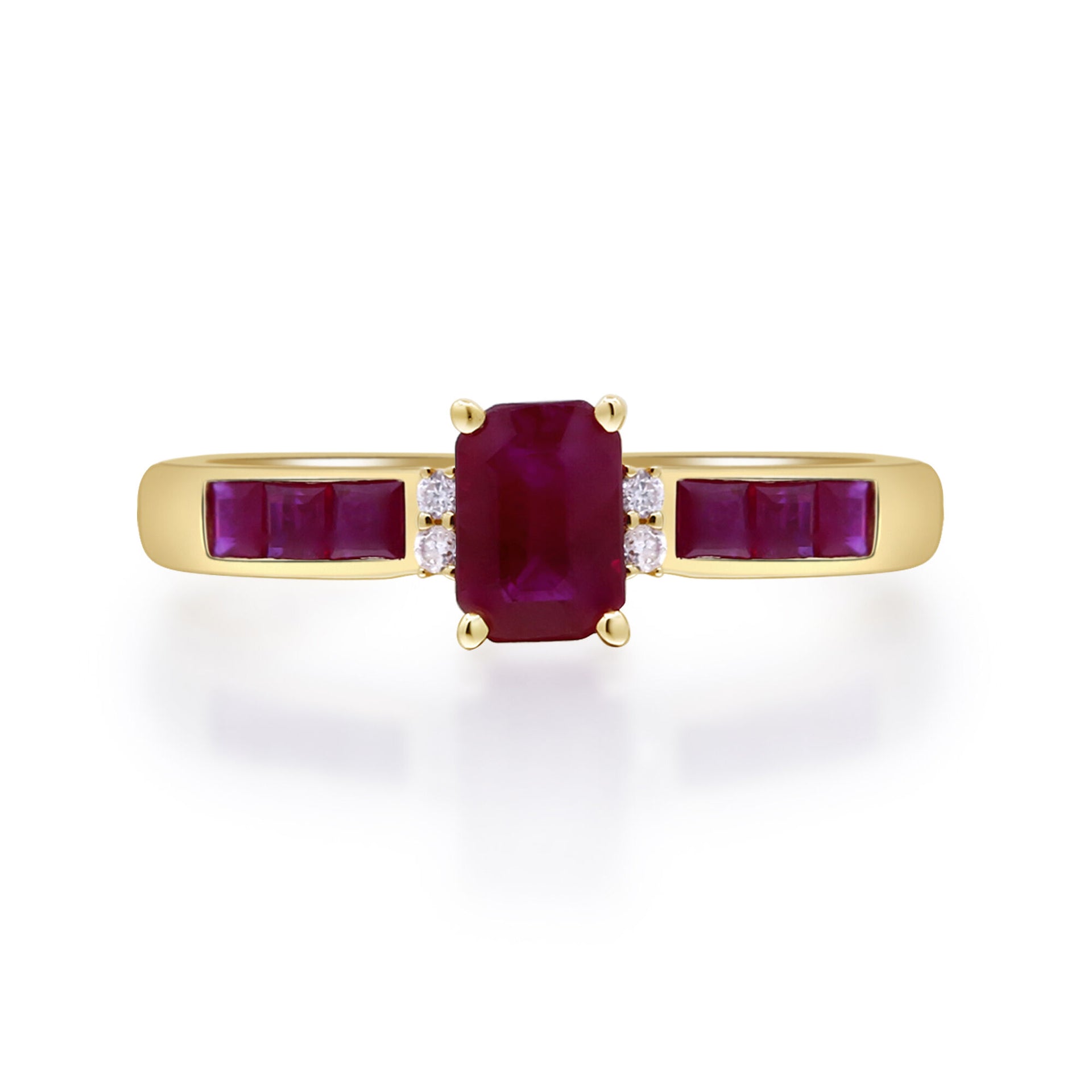 Ruby & Diamond Accent Ring in 10K Yellow Gold
